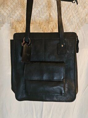 Frye Black Leather Tote Satchel Handbag